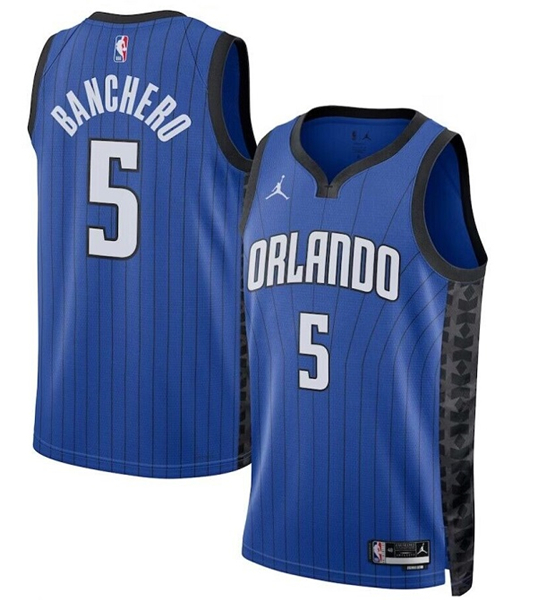 Men's Orlando Magic #5 Paolo Banchero Blue Stitched Basketball Jersey